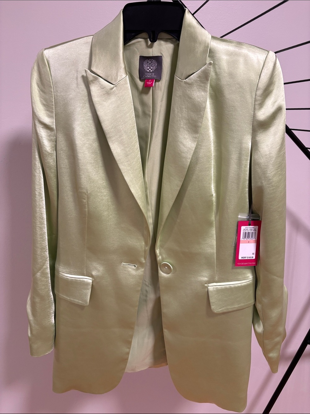 Vince Camuto Foam Green Satin Blazer (Size 2, Women, NWT!)